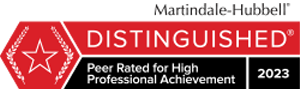 Martindale Hubbell Distinguished Peer Rated For High Professional Achievement 2023